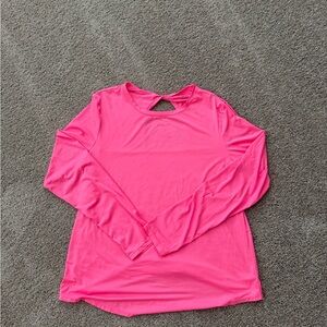 Women’s Bright Pink Long-Sleeve Keyhole Tee